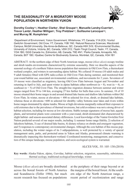 The Seasonality of a Migratory Moose Population in Northern Yukon