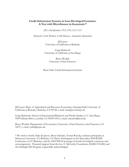 Credit Information Systems in Less-Developed Countries: a Test with Microfinance in Guatemala *