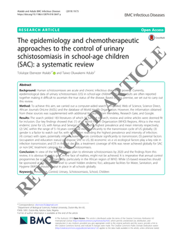 The Epidemiology and Chemotherapeutic Approaches to the Control of Urinary Schistosomiasis in School-Age Children