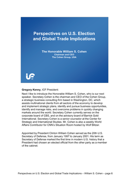 Perspectives on U.S. Election and Global Trade Implications