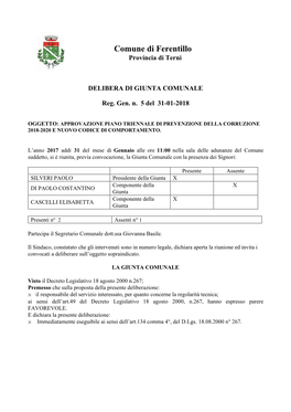 Comune Di Ferentillo Provincia Di Terni