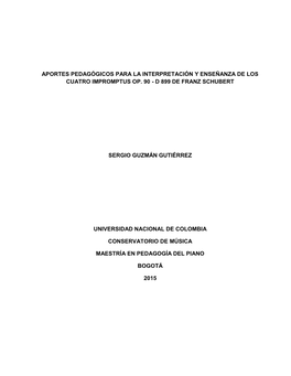 Aportes Pedagógicos Para La Interpretación Y Enseñanza De Los Cuatro Impromptus Op