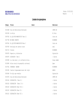 Listado De Ejemplares