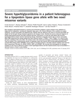 Severe Hypertriglyceridemia in a Patient Heterozygous for a Lipoprotein Lipase Gene Allele with Two Novel Missense Variants