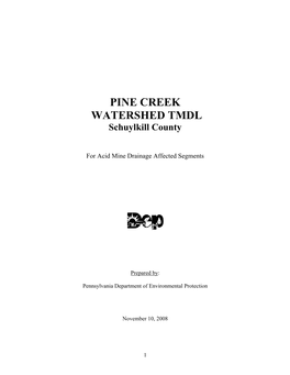 PINE CREEK WATERSHED TMDL Schuylkill County