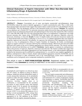 Clinical Outcomes of Aspirin Interaction with Other Non-Steroidal Anti- Inflammatory Drugs: a Systematic Review