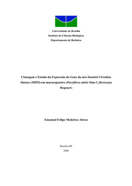 Universidade De Brasília Instituto De Ciências Biológicas Departamento De Botânica