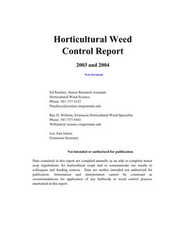 Horticultural Weed Control Report