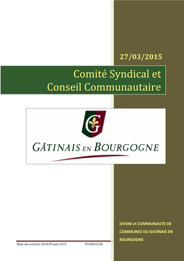 Notes Du Conseil Communautaire Et Du Comité Syndical Du 27 Mars 2015