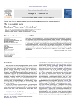 The Conservation Game ⇑ Mark Colyvan A, , James Justus A,B, Helen M