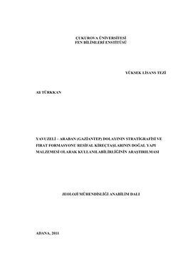 Araban (Gaziantep) Dolayinin Stratigrafisi Ve Firat Formasyonu Resifal Kireçtaşlarinin Doğal Yapi Malzemesi Olarak Kullanilabilirliğinin Araştirilmasi