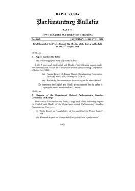 Parliamentary Bulletin