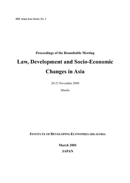 Law, Development and Socio-Economic Changes in Asia