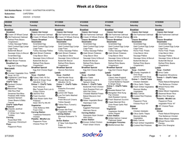 Week at a Glance Unit Number/Name: 91105001 - HUNTINGTON HOSPITAL Subsection: CAFETERIA Menu Date: 3/9/2020 - 3/15/2020