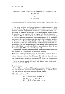 Conservative Sequence-To-Series Transformation Matrices