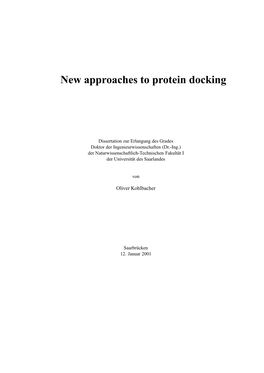 New Approaches to Protein Docking