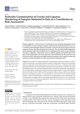 Pesticides Contamination of Cereals and Legumes: Monitoring of Samples Marketed in Italy As a Contribution to Risk Assessment