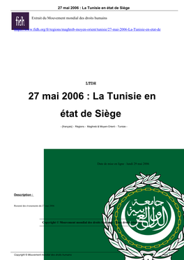 27 Mai 2006 : La Tunisie En État De Siège