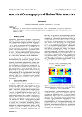 Acoustical Oceanography and Shallow Water Acoustics