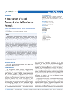 A Redefinition of Facial Communication in Non-Human Animals