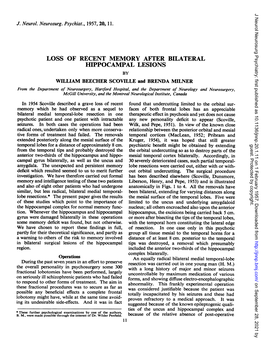 Loss of Recent Memory After Bilateral Hippocampal