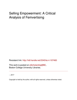 Selling Empowerment: a Critical Analysis of Femvertising