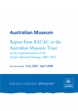 Report from RACAC to the Australian Museum Trust