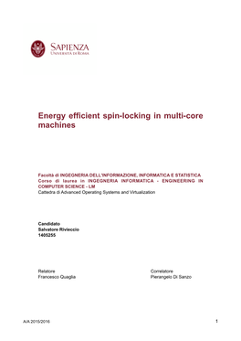 Energy Efficient Spin-Locking in Multi-Core Machines