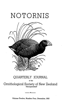 NOTORNIS in Continuation of New Zealand Bird Notes Volume XII