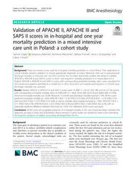 Validation of APACHE II, APACHE III and SAPS II Scores in In-Hospital