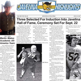 Three Selected for Induction Into Javelina Hall of Fame, Ceremony Set for Sept