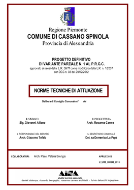 COMUNE DI CASSANO SPINOLA Provincia Di Alessandria