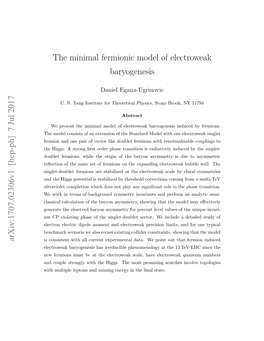 The Minimal Fermionic Model of Electroweak Baryogenesis