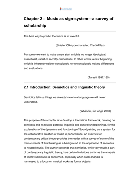 Chapter 2 : Music As Sign-System—A Survey of Scholarship