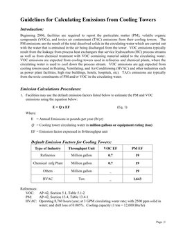 Guidelines for Calculating Emissions from Cooling Towers