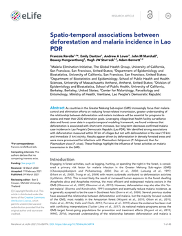 Spatio-Temporal Associations Between Deforestation and Malaria