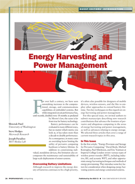 Energy Harvesting and Power Management