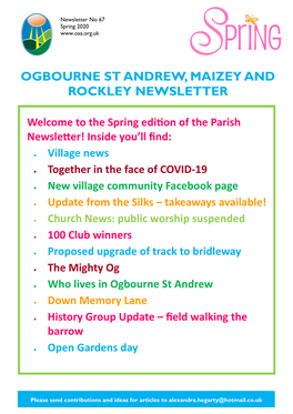 Ogbourne St Andrew, Maizey and Rockley Newsletter