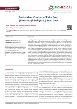 Antioxidant Content of Palm Fruit (Borassus Flabellifer L.) Seed Coat