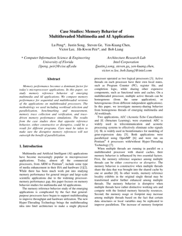 Case Studies: Memory Behavior of Multithreaded Multimedia and AI Applications