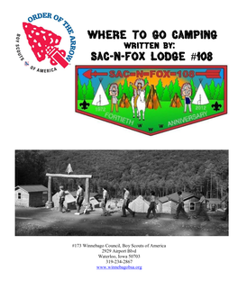Where to Go Camping Written By: Sac-N-Fox Lodge #108