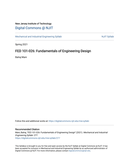 FED 101-026: Fundamentals of Engineering Design