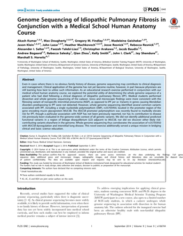 Genome Sequencing of Idiopathic Pulmonary Fibrosis in Conjunction with a Medical School Human Anatomy Course