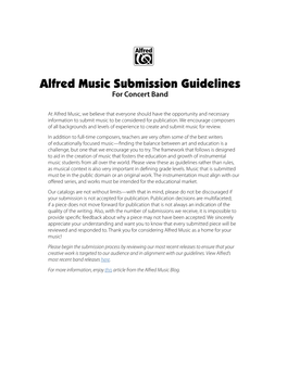 Alfred Music Submission Guidelines for Concert Band