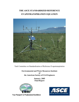 Asce Standardized Reference Evapotranspiration Equation