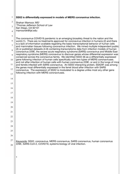 SSX2 Is Differentially Expressed in Models of MERS Coronavirus-PDF 042820