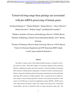 Conserved Long-Range RNA Structures Associated with Pre-Mrna