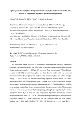 Optical Properties and Phase-Change Transition in Ge2sb2te5 Flash Evaporated Thin Films Studied by Temperature Dependent Spectroscopic Ellipsometry