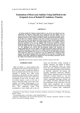 Estimation of Root-Zone Salinity Using Saltmod in the Irrigated Area of Kalaât El Andalous (Tunisia)