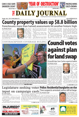 Council Votes Against Plan for Land Swap Grassilli Tips San Carlos Against Ballot by Michelle Durand His Nine Years DAILY JOURNAL STAFF on the Council